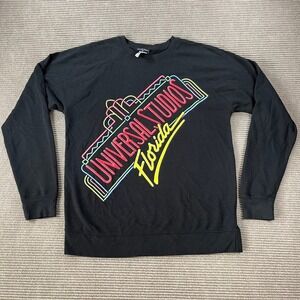 Universal Studios Florida Neon Logo Black Raglan Sweatshirt Mens Large L